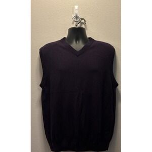 Turnbury V-Neck‎ Sweater Vest Size XL Purple Extra Fine Merino Wool
